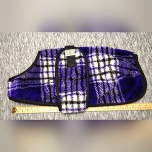 NWOT Foggy Mountain Purple & Black Plaid Fleece Dog Coat, Size 16